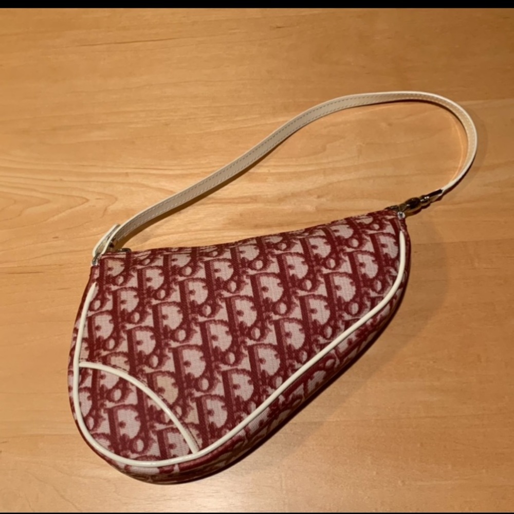 Christian Dior Pouch toile enduite rouge blanc